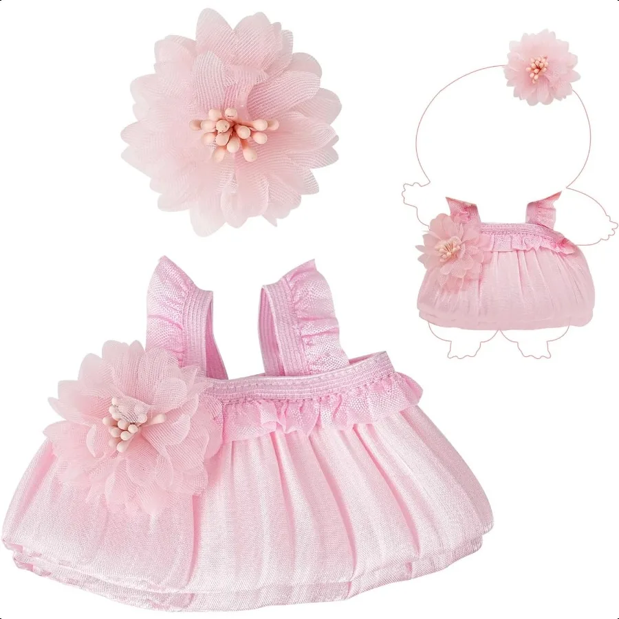 

Милый розовый набор кукол для кукол 6,7 дюйма подходит для поколения 1, 2, 3, тюлевая юбка в стиле принца с заколкой для волос с цветочным принтом без куклы