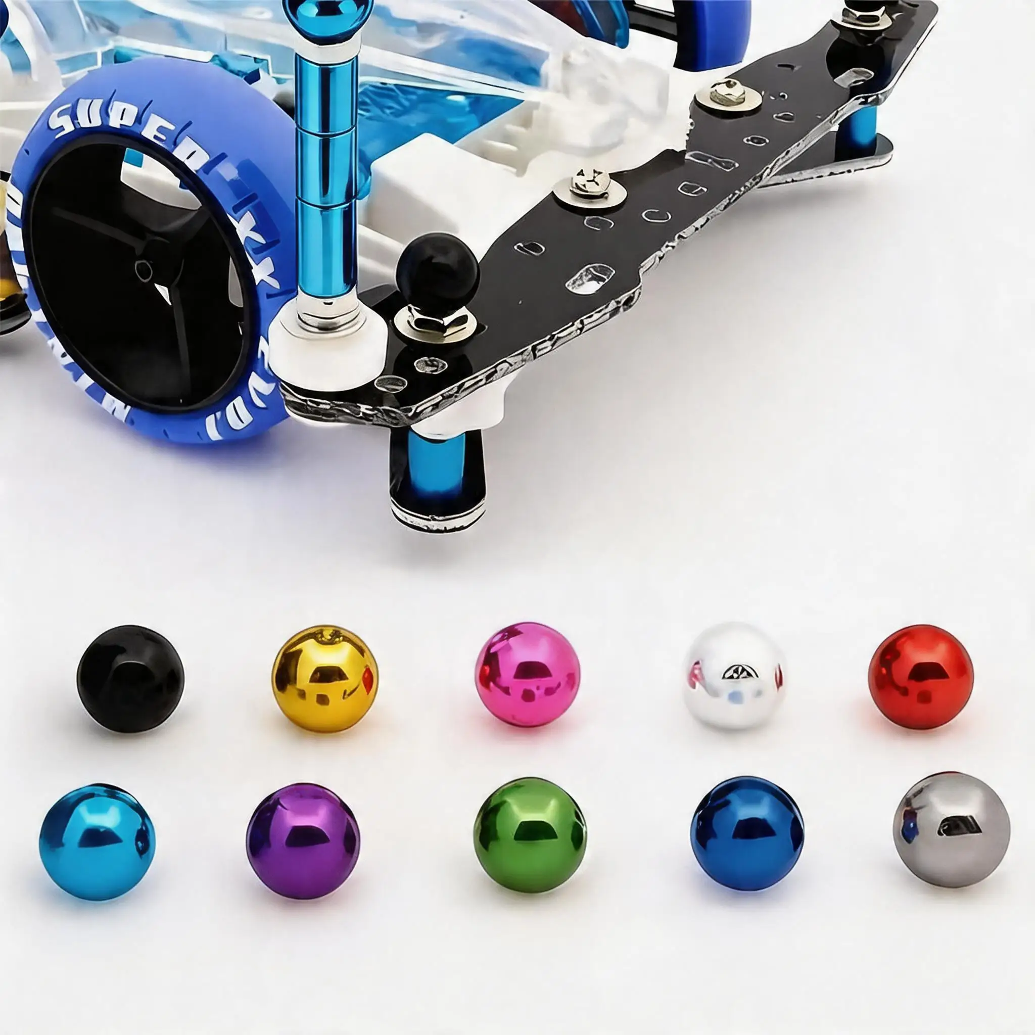 10Pcs Aluminum Ball Nut Cap Set for Tamiya Mini 4WD Racing Car, Stabilizer Model Parts Upgrade Parts