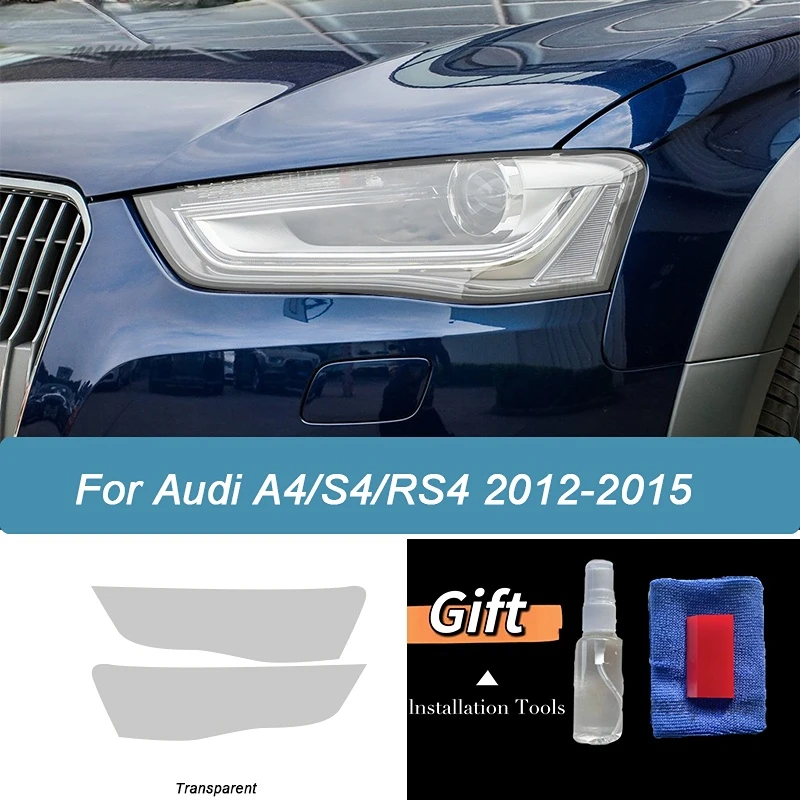 Car Headlight Protective Film Smoked Black Tint Wrap Vinyl Transparent TPU Sticker For Audi A4 S4 RS4 B8 B9 8K 8W 2012-On 2022 