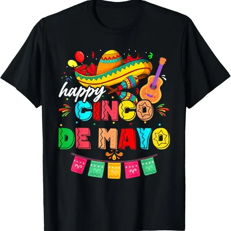 Camiseta Happy 5 De Mayo Lets Fiesta Viva Mexico Cinco para hombre