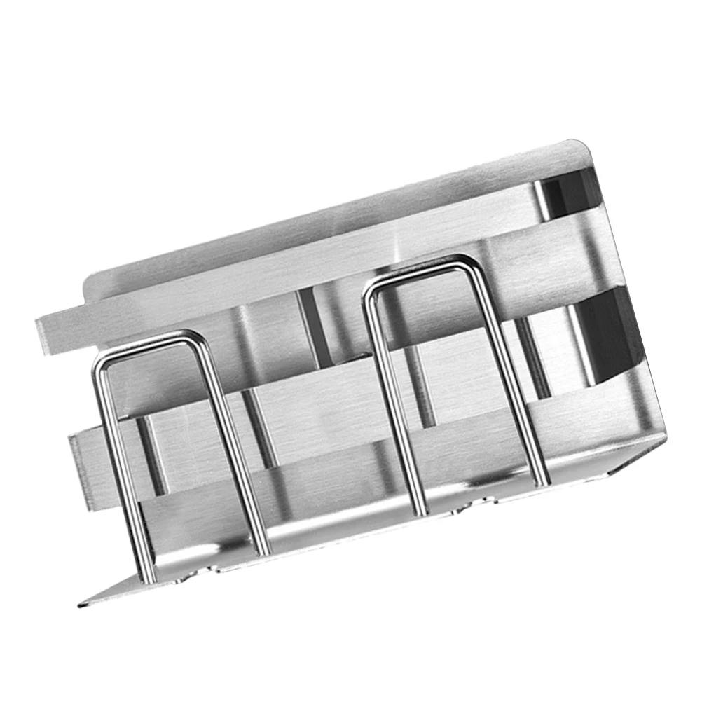 

Stainless Steel Toothbrush Holder Toothpaste Rack Double Metal Storage Silver Lovers Compact Design Space Saving Holder