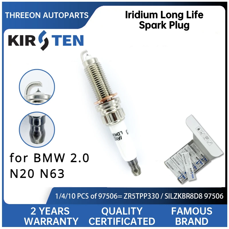 

KIRSTEN Iridium Spark Plug for BMW F20 F21 F22 F30 Series 1 2 3 4 5 12120037580 12120037581 ZR5TPP330 KSP97506 2.0T Engine