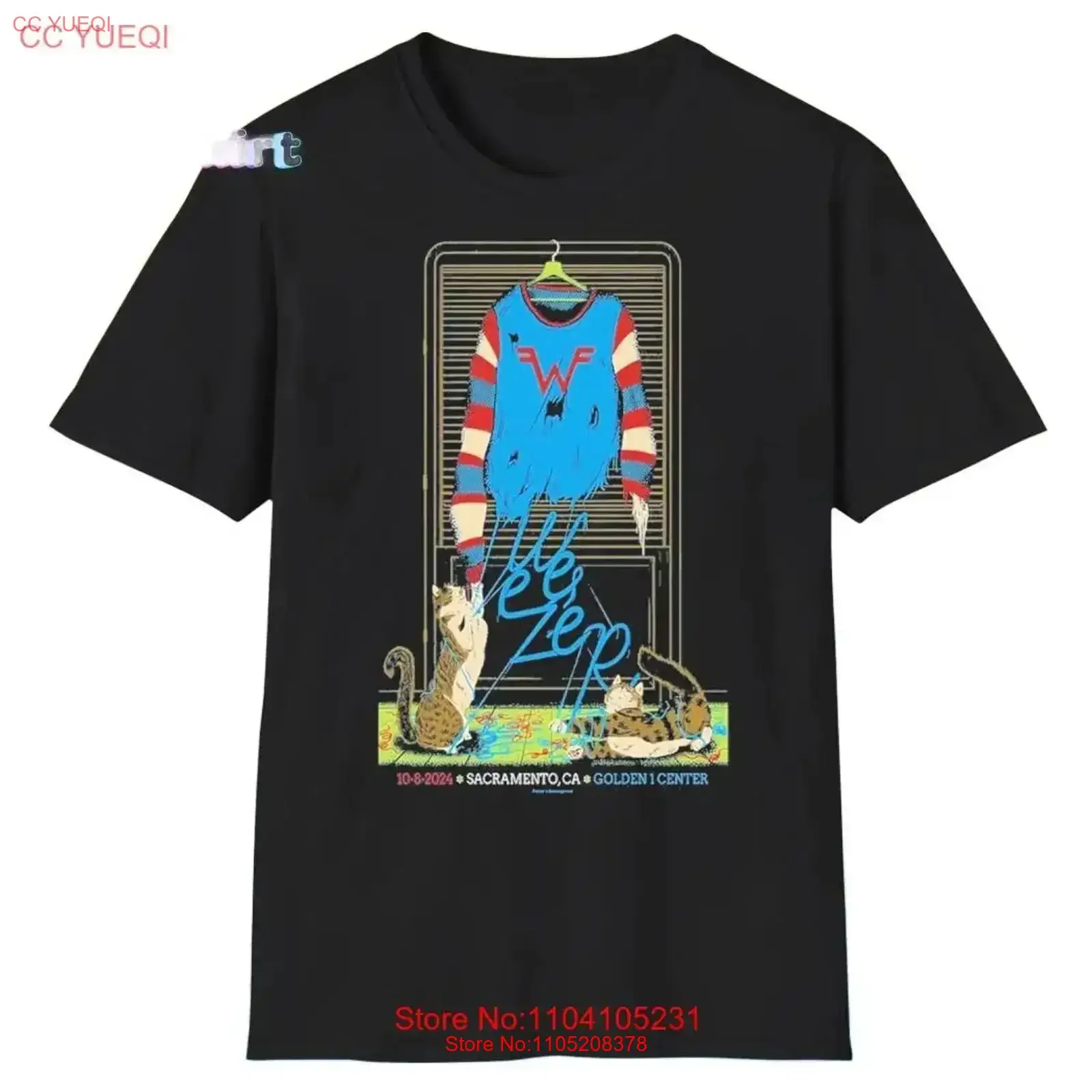تي شيرت Weezer Sacramento CA 2024 Golden 1 Center في 8 أكتوبر L1110_06 عتيق مغسول ومتعدد الاستخدامات ورسومات غير رسمية ناعمة قليلاً