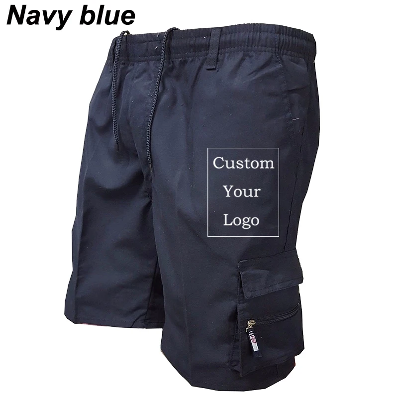 Summer Customize Men Loose Casual Cargo Shorts Zipper Pocket Outdoor Short Pant Logo Street Pants Drawstring Hiking Sweatpants