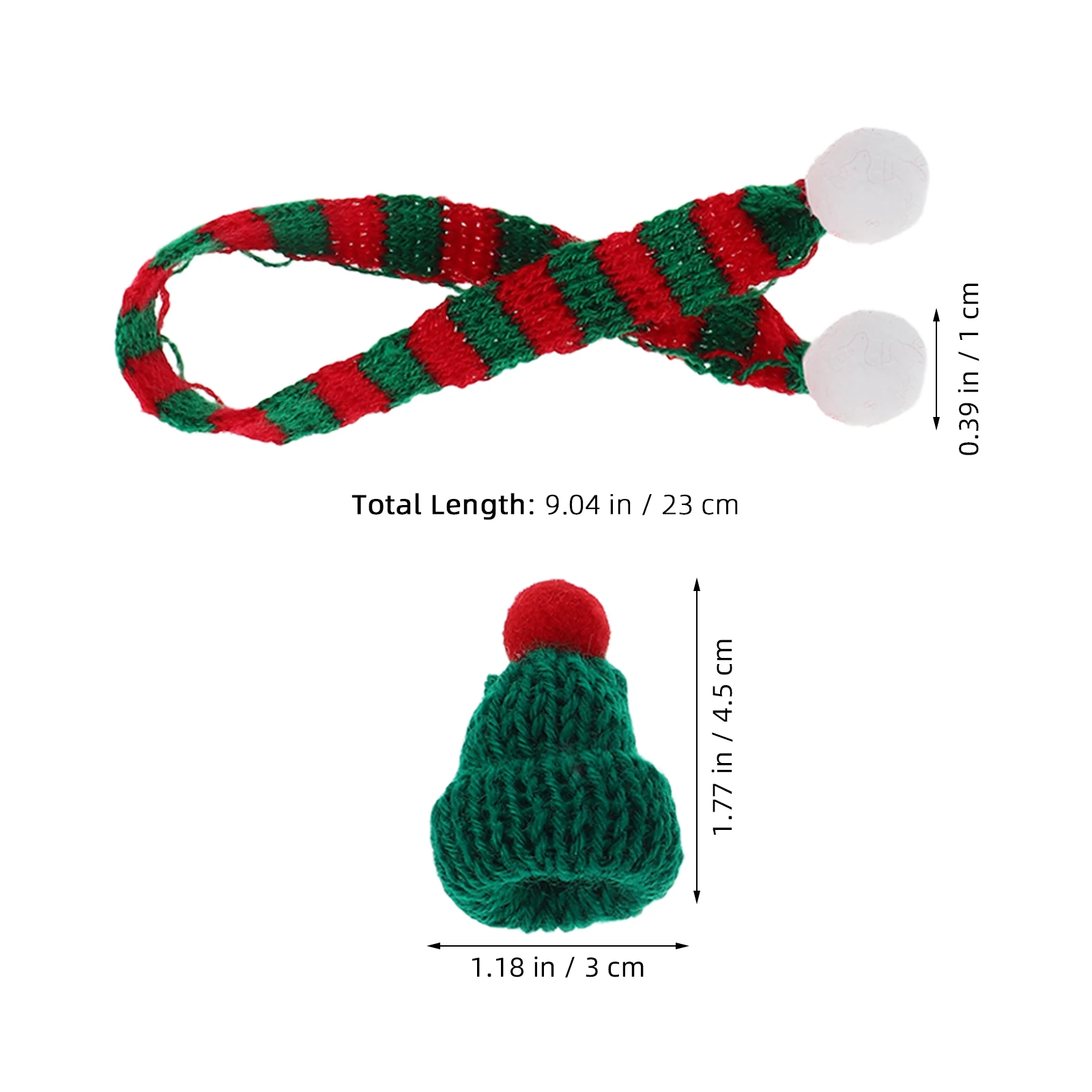 20 قطعة من طقم قبعة وشال صغير لعيد الميلاد، قبعات صغيرة للديكور في بيت الدمى والحرف اليدوية واحتفالات العطلات