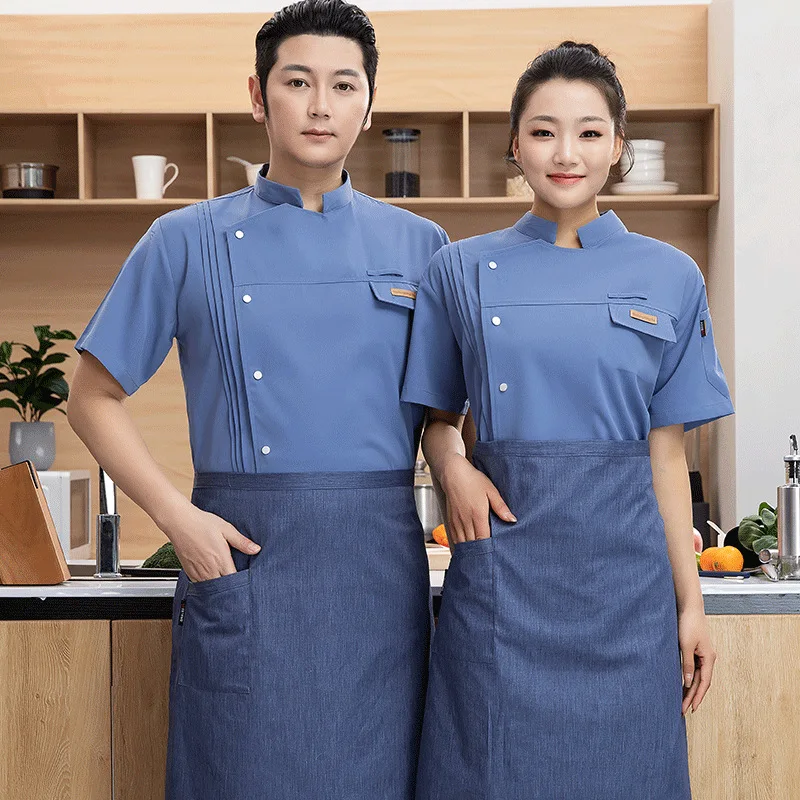 High-End Hotel Chef Overalls ผู้ชายแขนยาวห้องครัวเบเกอรี่ครัว PLUS ขนาดเสื้อผ้าฤดูร้อนแขนสั้น