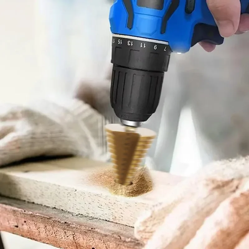 5-35mm Manico esagonale Trapano scanalato a spirale Gradini in acciaio ad alta velocità Apri punte da trapano per metallo Piastrelle di ceramica Trapano rapido Utensili elettrici