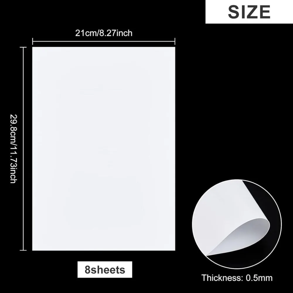 8 Sheets A4 White PVC Flexible Plastic Board Durable Frame Protective Film Sheets 12x8