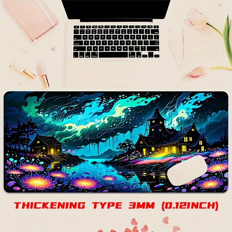 

Dreamy Landscape Large Mouse Pad 900x400x3MM Desk pad Stitched Edges Non-Slip Rubber table mat for Office Gaming accessories