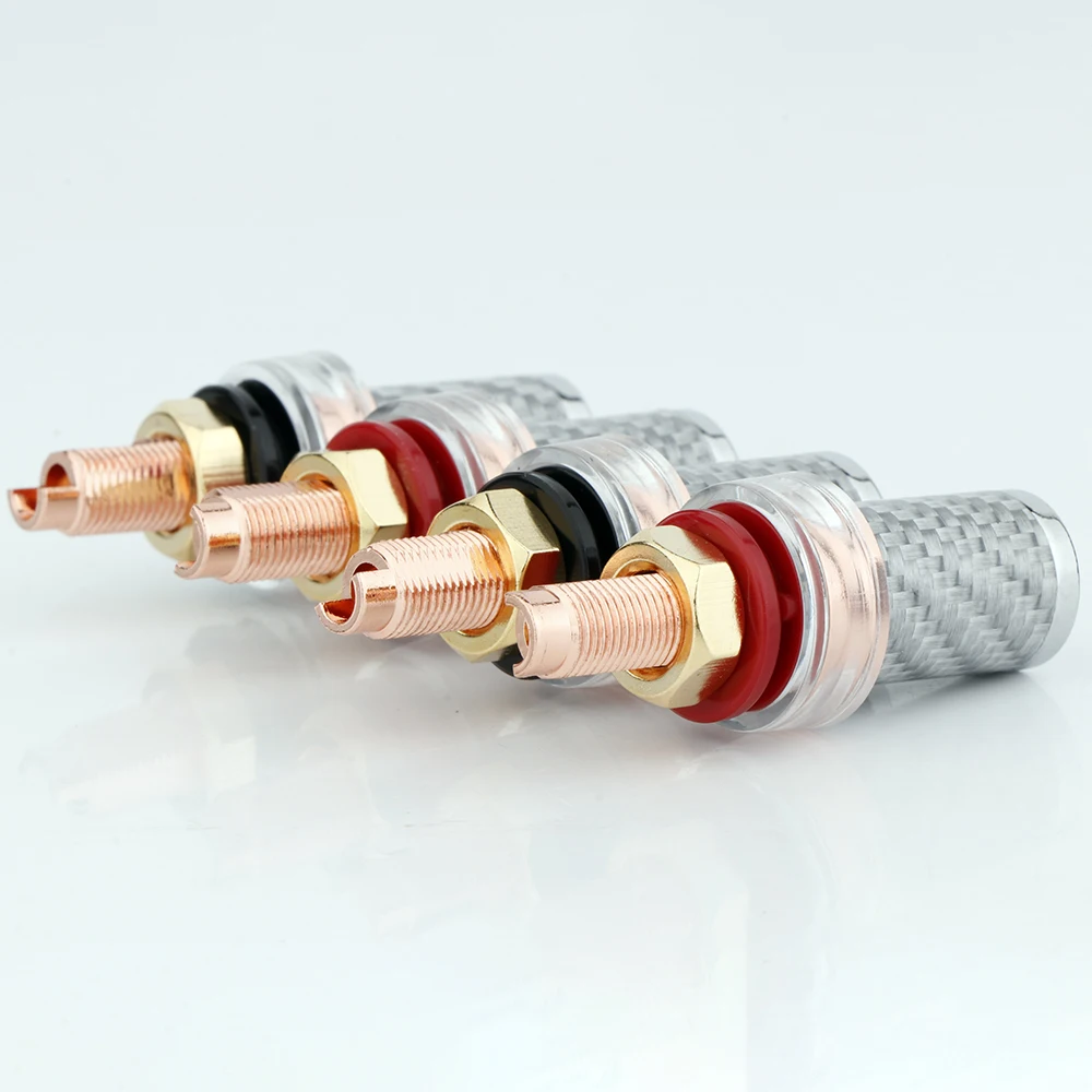 Preffair White Carbon Fiber Binding Posts High Speaker Connectors Binding Post Terminal