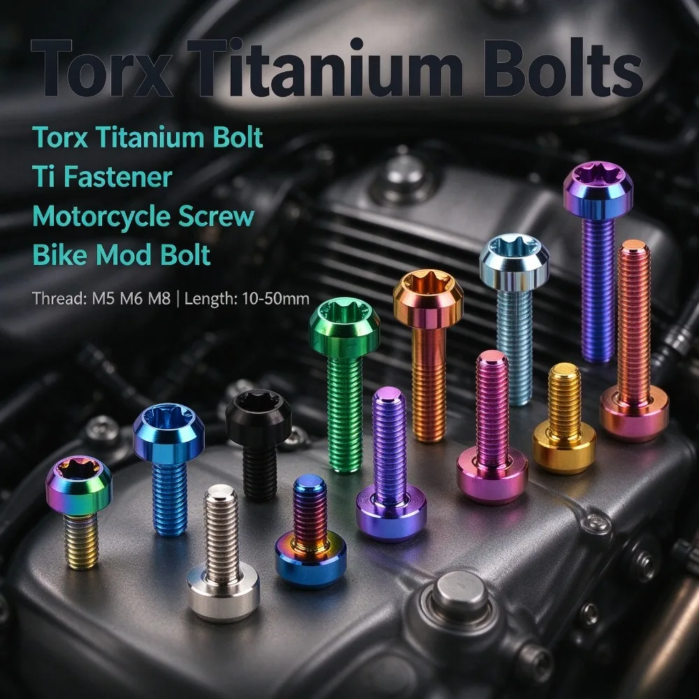 Titanium Alloy Torx Screws M5M6M8,10 to 50mm Length Options 10/15/20/25/30/35/40/45/50mm,Fasteners for Bike Motorcycle Car Boat
