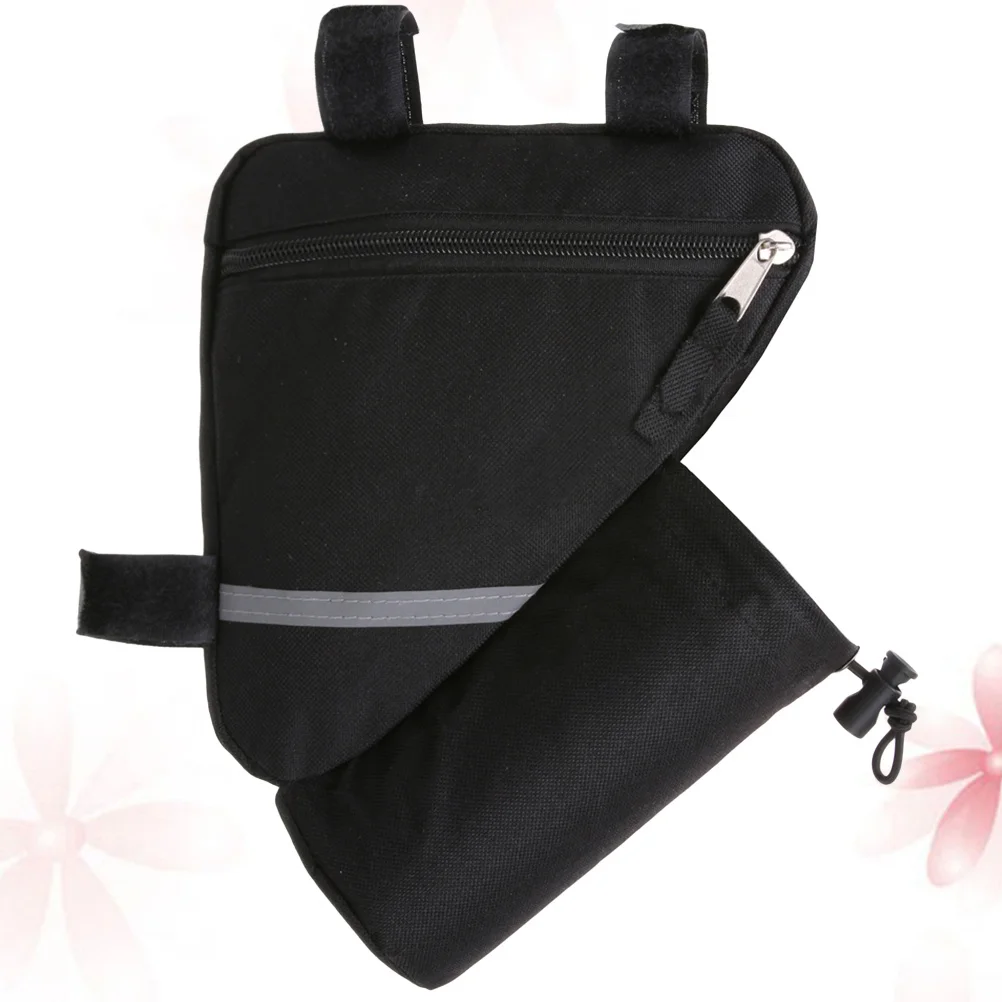 

Bicycle Frame Bag Black Adjustable Saddle Storage Pouch For Mountain Road Commuter Bike Front Tube Triangle Pouch Cycling