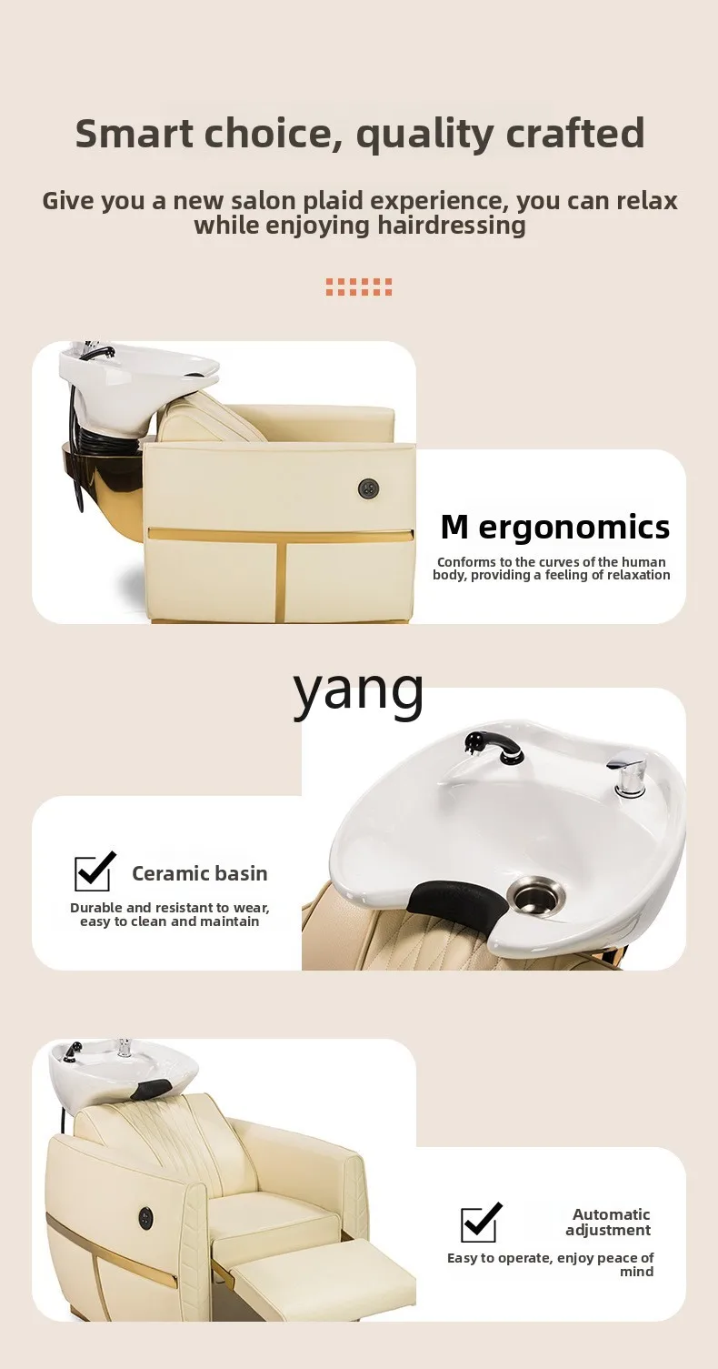 LMM semi-reclining hairdressing flush bed electric lift shampoo chair for barber shops