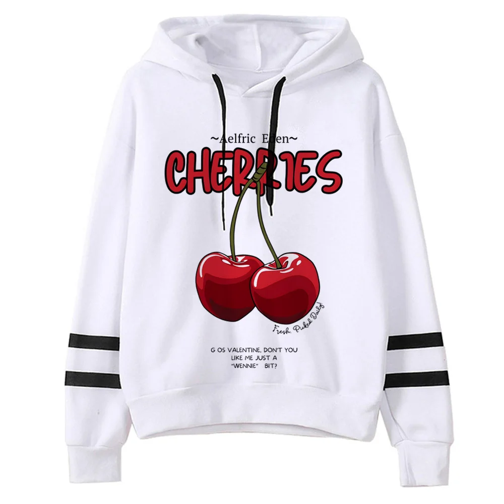 Cherry hoodie pattern patterned winter Japanese elegant trendy teen pullover athleisure youthful pattern funny