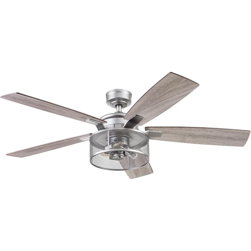 Honeywell Ceiling Fans Carnegie, 52 Inch Industrial Style Indoor LED Ceiling Fan with Light, Remote Control