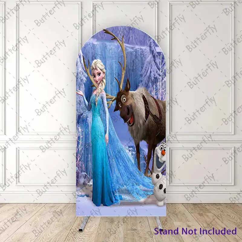 

Snowman Olaf Elsa Princess Reindeer Frozen Custom Disney Arch Photo Backdrop Cover Girls Birthday Party Background Decoration