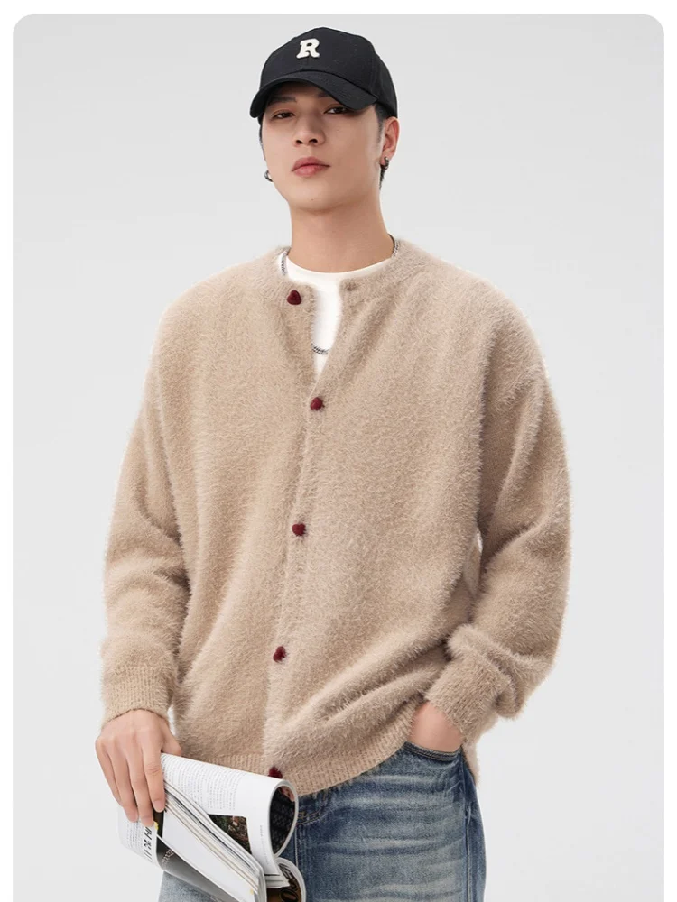 

Retro Vintage Knitted Cardigan Sweater for Men and Women Soft Button-Front Knitwear Outerwear