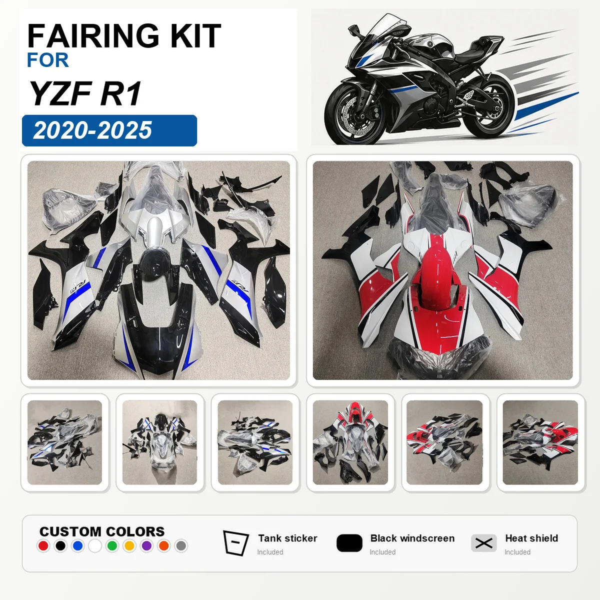 Fit for YZF R1 2020 2021 2022 RN65 1000cc Bodywork Fairing Kit Injection Moulding ABS Cowls Panels Replacement Spares