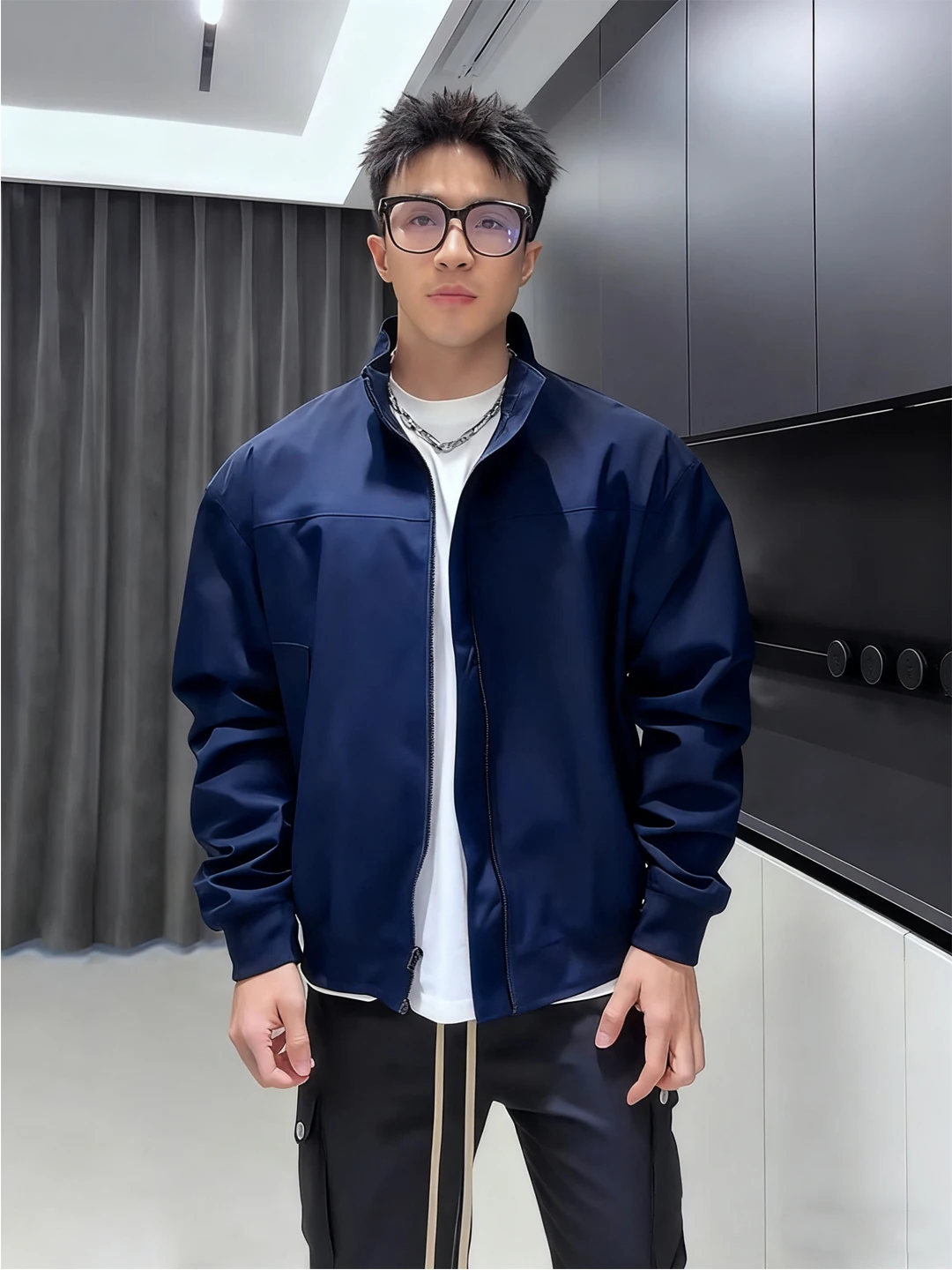 Oval White American Pilot Jacket Men's Short Style Baseball Workwear Three-Proof Autumn Functional Windbreaker Coat