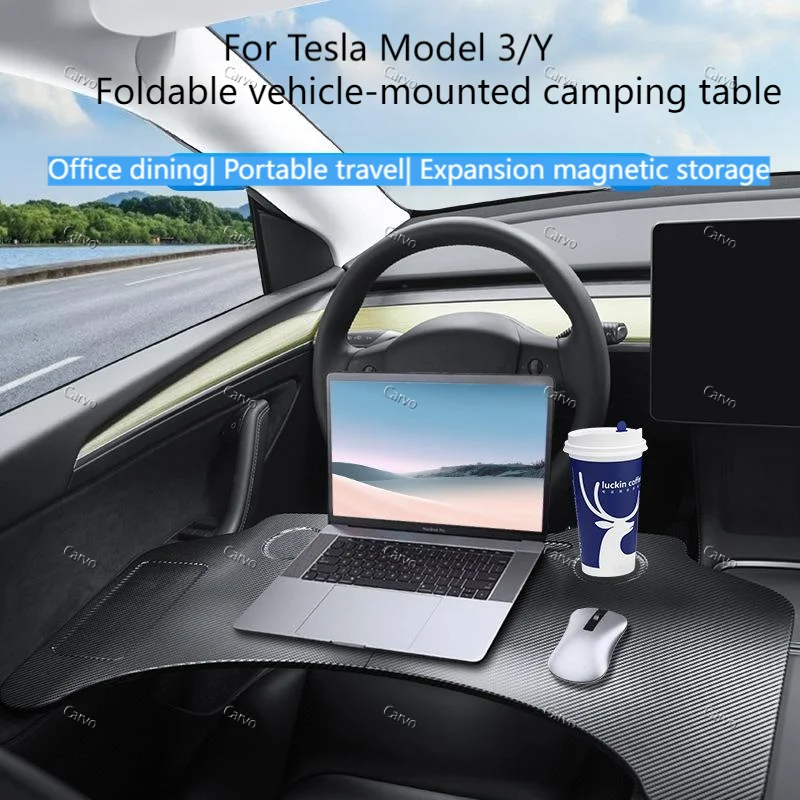 

For Tesla Model3&Model Y 2017-2025 Steering Wheel Laptop Tray Portable Food Desk Office Table Car Accessories for Work or Dining