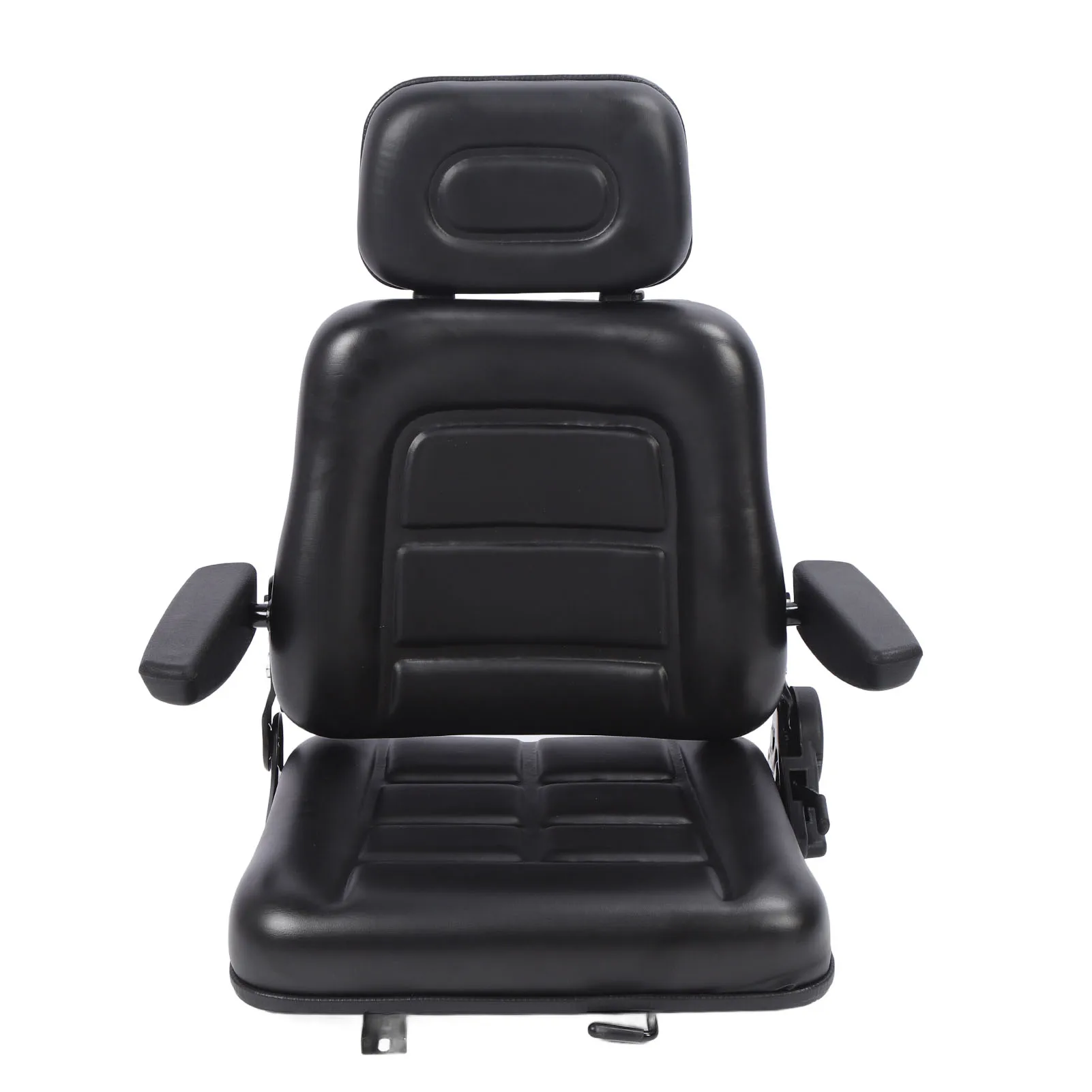Forklift Seat with Adjustment Switch and Slide Rail 3 Level Adjustable Headrest Seat for Dumper Mower Skid Loader Telehandler