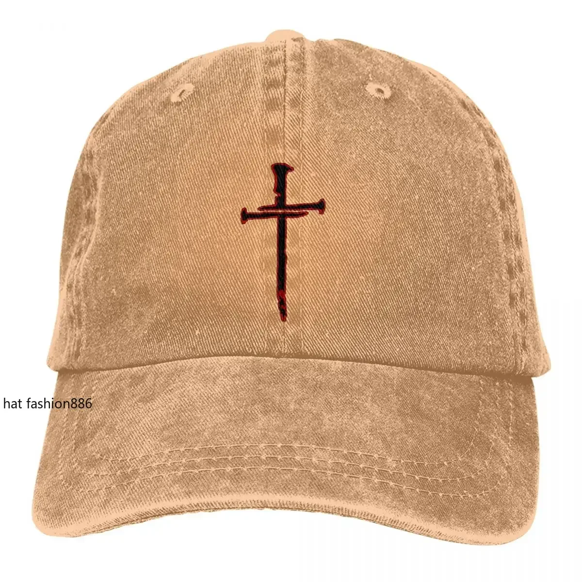 Pure Color Dad Hats Nails Black And Red Color Women's Hat Sun Visor Baseball Caps Jesus God Cross Peaked Cap