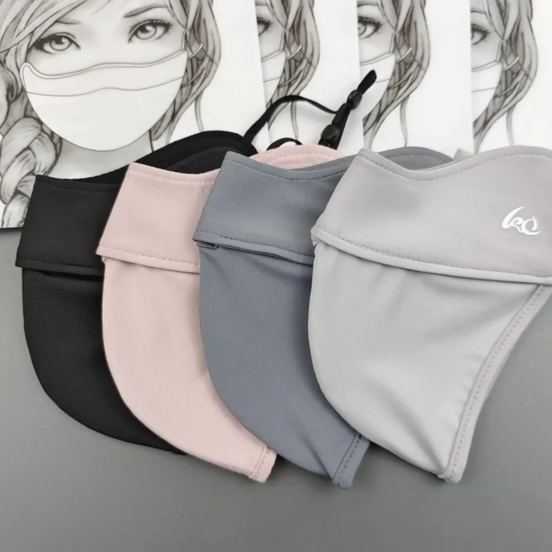 

Ice Silk Sun Protective Mask Summer UV Guard Sport Face Cover Breathable Corner Guard Three-Dimensional Fishbone Design