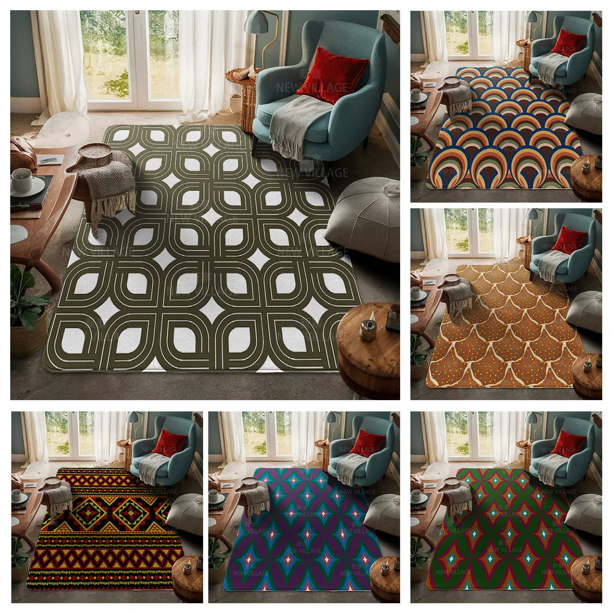 House entrance carpet Home door mat Living Room Bath Foot decoration non-slip rugs Modern geometric pattern nordic simple boho
