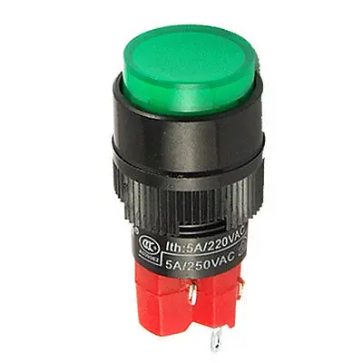 DC 24V Green LED Indicator AC 250V Push Button Switch