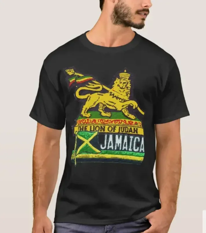 

Reggae Lion of Judah Jamaican T-Shirt 100% Cotton O-Neck Summer Short Sleeve Casual Mens T-shirt Size S-3XL