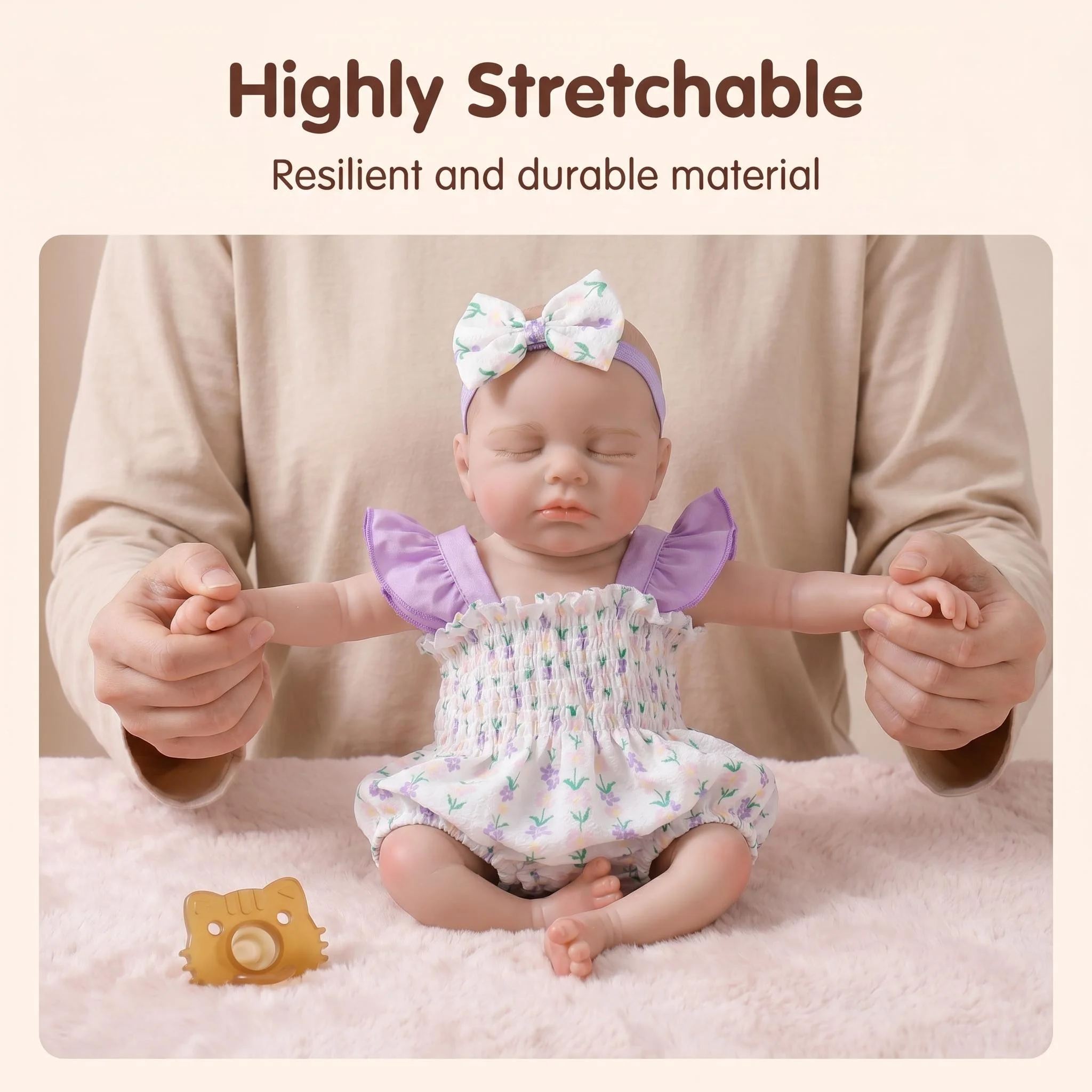 NPK 18inch Lifelike Baby Doll Full Solid Platinum Silicone Real Weight Pacifier Included Open Mouth Collectible Bebe Loulou