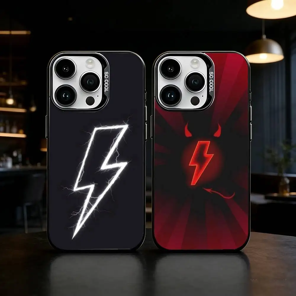 

L-Lightning Letters Phone Case For iPhone 17,16,15,14,13,12,11,Pro Max,Plus Candy Silver Cover