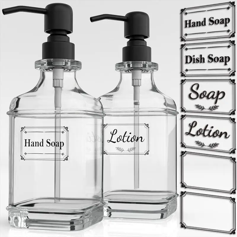 

300/550ML Soap Dispenser Thick Clear Glass Press Hand Sanitizer Shampoo Lotion Bottle Stainless Steel Pump Bathroom Accessories