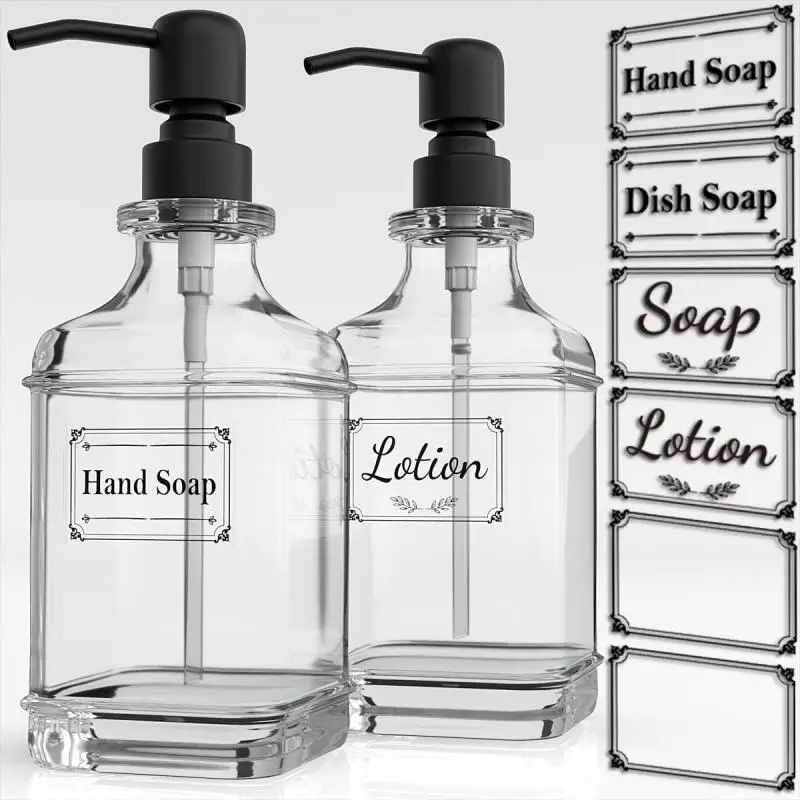 300/550ML Soap Dispenser Thick Clear Glass Press Hand Sanitizer Shampoo Lotion Bottle Stainless Steel Pump Bathroom Accessories