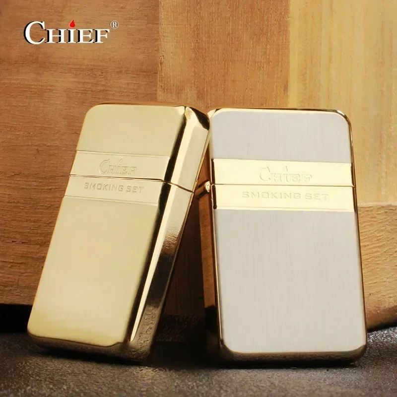 CHIF-Briquet rétro en cuivre pur, roue de sable, kérosène, coupe-vent, créatif, sculpté à la main, cadeau pour homme