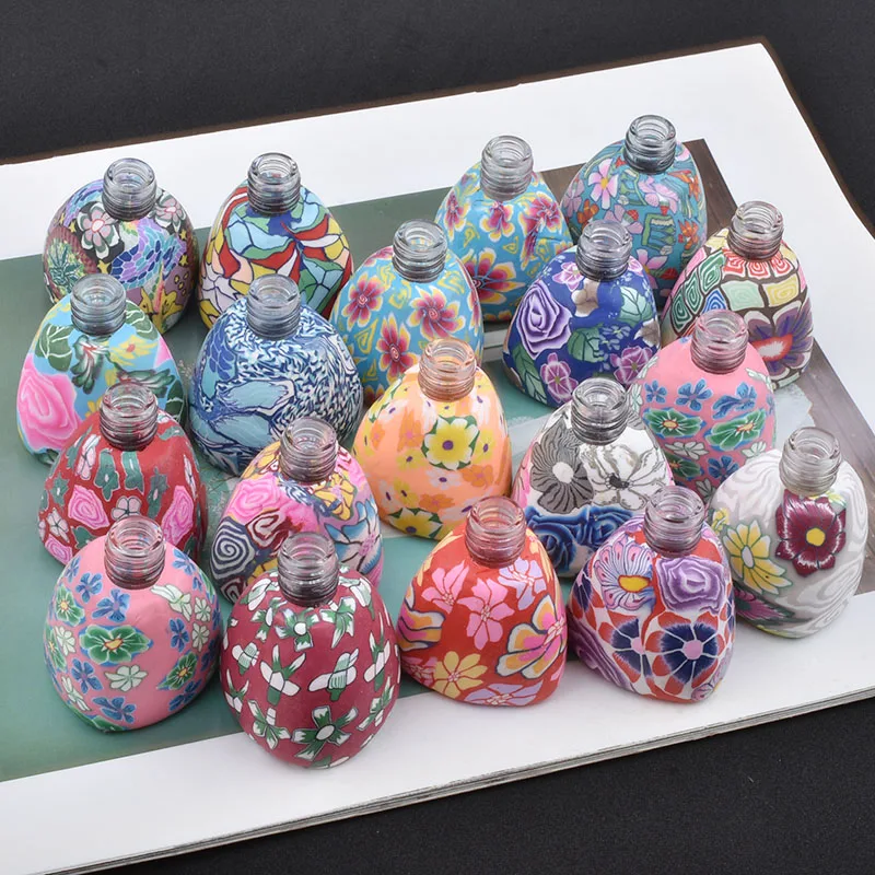 20Pcs/Lot High-Quality 12ML/15ML Mix Style Polymer Clay Car Perfume Hanging Bottle with Wooden Cork