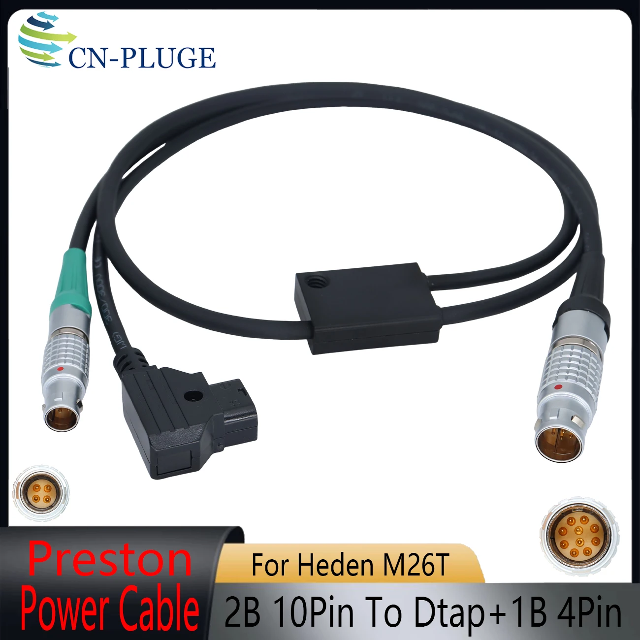 Preston Microforce V+F Zoom Control (MF2)  2B 10 Pin to 1B 4pin and D-tap Power Cable for Heden M26T Analog Servo Lens Motor