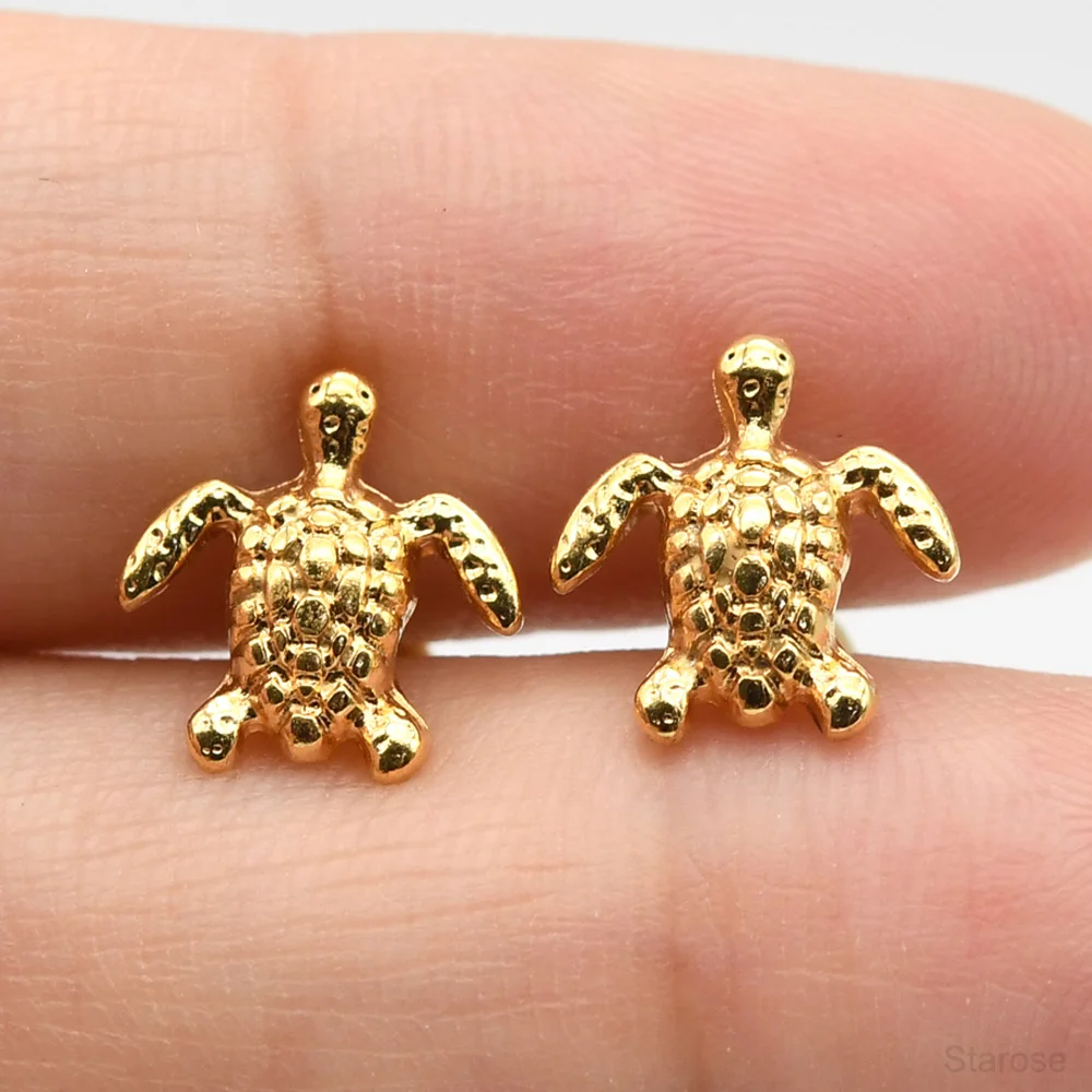 1 Pair Lovely Sea Turtle Lobe Stud Earring Stainless Steel 1.0x6mm Helix Tragus Piercing Ear Cartilage Earrings Ball Jewelry