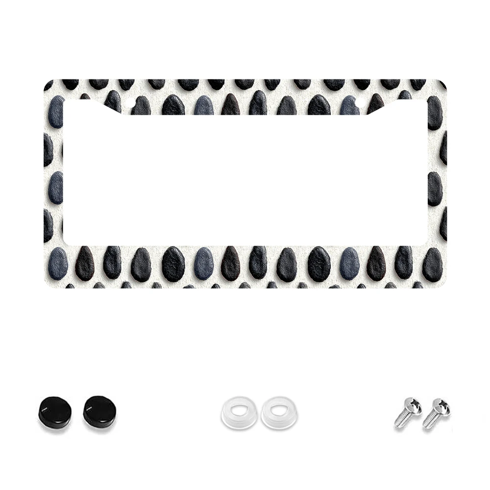 

1pc Black and White Sunflower Seeds Pattern 2 Hole License Plate Frame, Aluminum Material, 6x12 Inches, with Screw Kit, Retro N