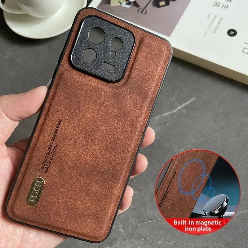 Magnetic for Xiaomi Mi 14T 14 13T 13 12T Pro Ultra Redmi Turbo 3 K70 Note 12S 12 POCO F5 Case Leather Matte Camera Protect Cover