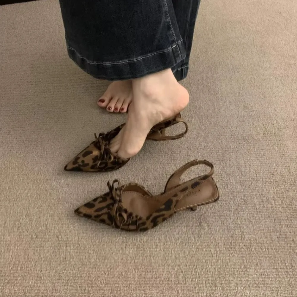 Summer Pointed Toe Women High Heels Fashion Butterfly-Knot Female Pumps New 2026 Footwear Slingbacks Ladies Mid Heels Sandals view 4