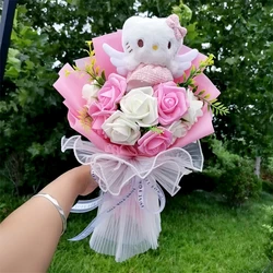 New Hello Kitty Plush Bouquet Sanrio KT Cat Anime Stuffed Dolls Woman Valentine's Day Children Birthday Christmas Gift