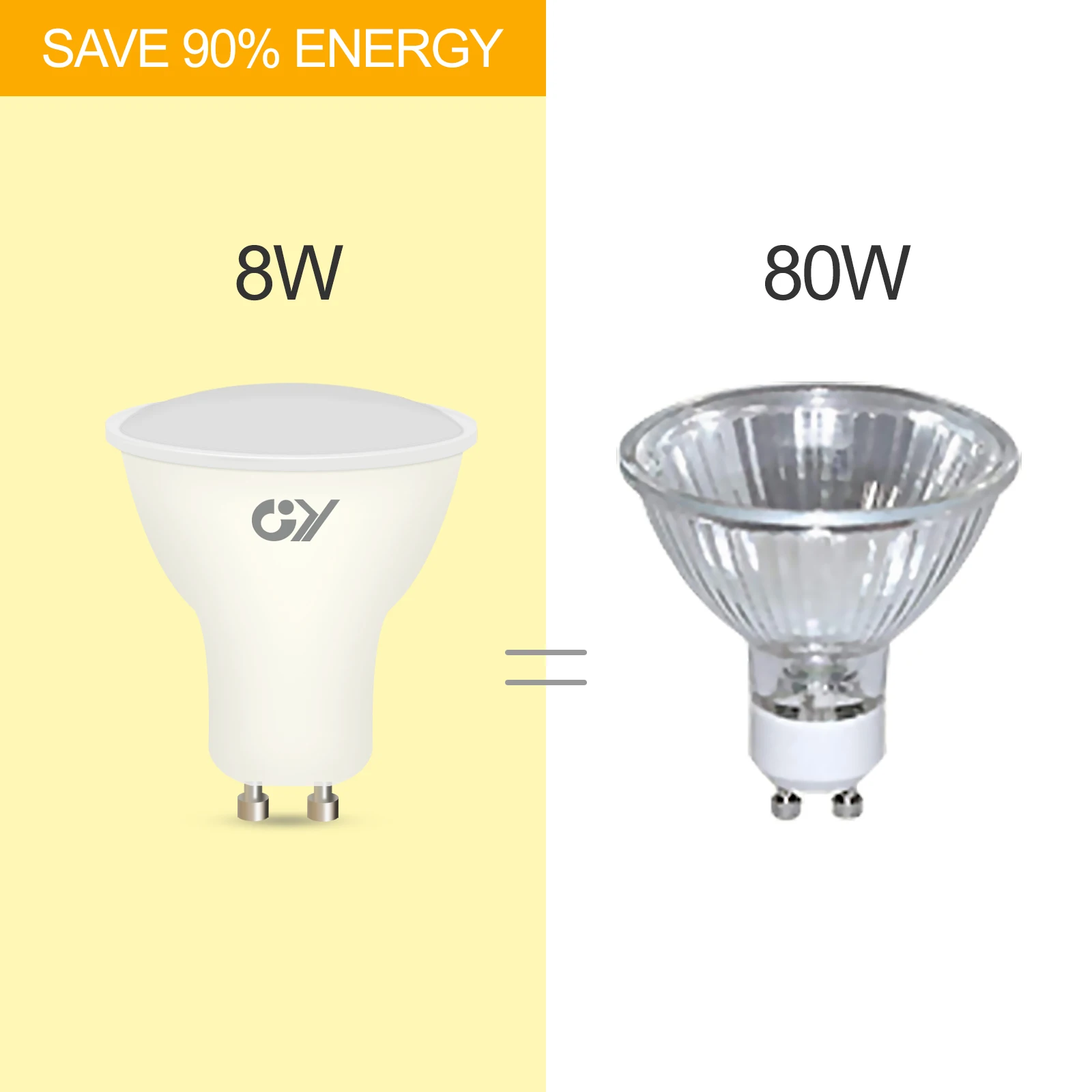 GY GU10 PAR16 LED Light Bulb 8W 800 Lumens, 80W Halogen Replacement, 120° Wide Beam Non-dimmable