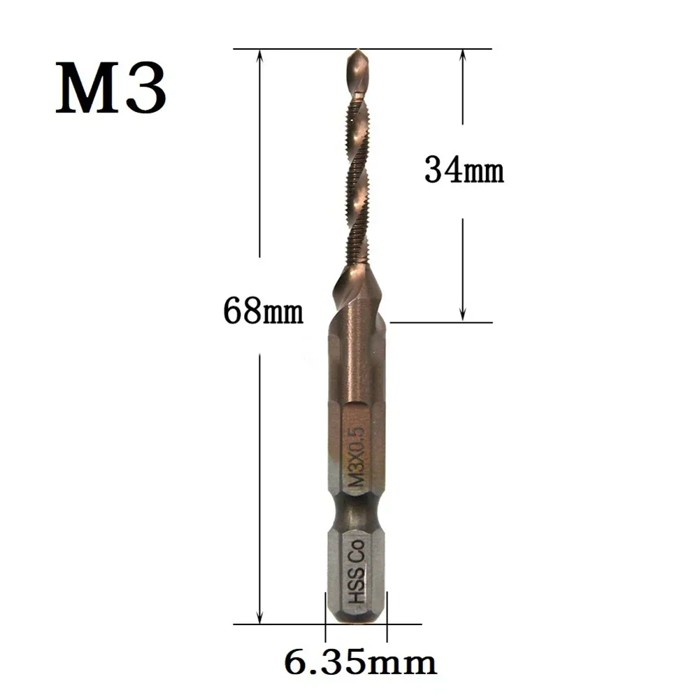 Metalworking Tap Drill Bit Hex Screw Hex Shank M10x1.5 M5x0.8 M6x1 Machine Compound Tap Metalworking Tap Drill Bit