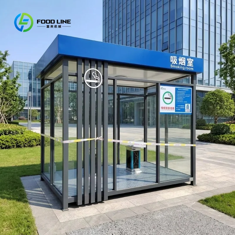 Customized Galvanized Steel Weatherproof Modern Design Outdoor Smoking Shelter Cabin with Ventilation for Public Area