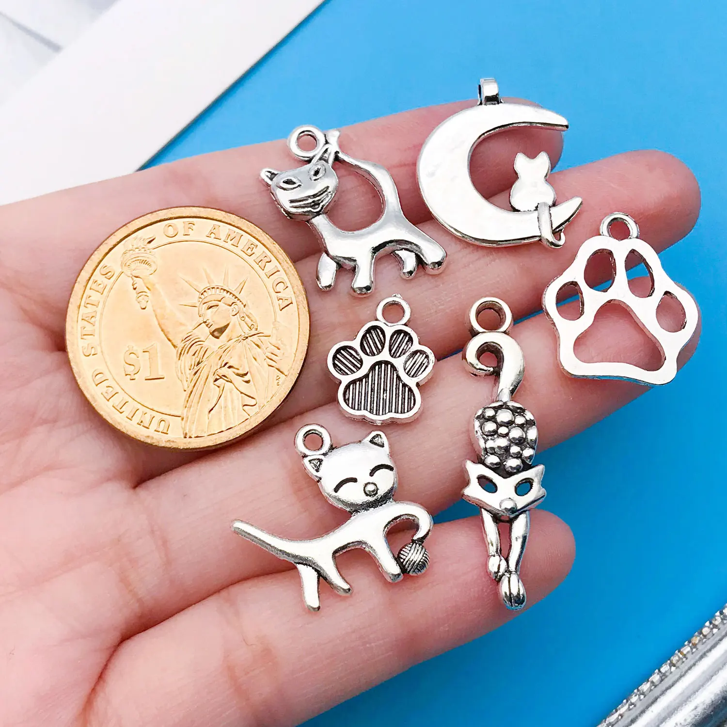 Mix 20 sztuk/starożytny srebrny kot seria moda tworzenia biżuterii moda DIY rzemiosło powrót do szkoły Halloween święto dziękczynienia dostęp — zdjęcie 4