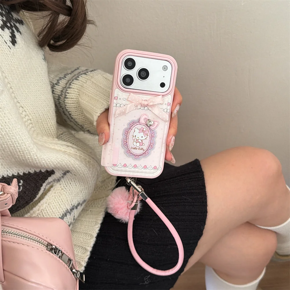 

Luxury Leather 3D Bow Polka Dot Fashion Phone Case For iPhone 15 14 Pro Max 13 16 Max 17 Cases Hellokitty Cute Protective Cases