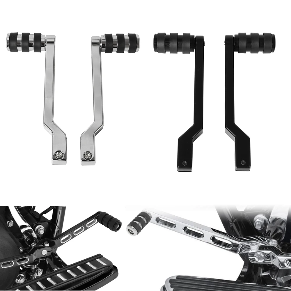 CNC Aluminum Heel Toe Gear Shifter Shift Lever Black/ Chrome Shift Pegs For Harley Softail Touring Electra Road Glide FLHR