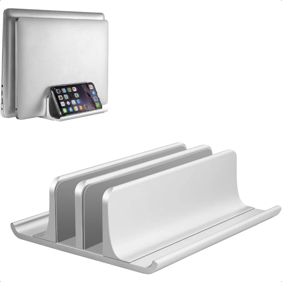 

Vaydeer Aluminum Laptop Stand DoubleSlot Adjustable Vertical Laptop Stand Newly Designed 2 Slot Desktop Holder for All Book Chr