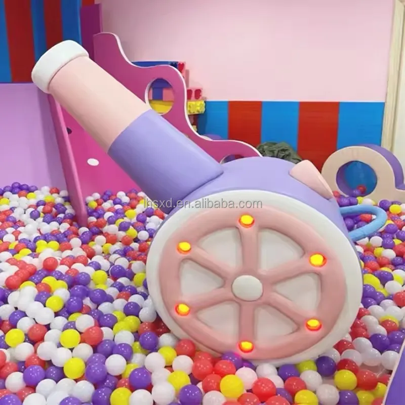 Indoor Childrens Playground for Kids Naughty Castle Ocean Ball Pit Rotating Waterfall Blowing Machine Soft Toy Cannon Spray